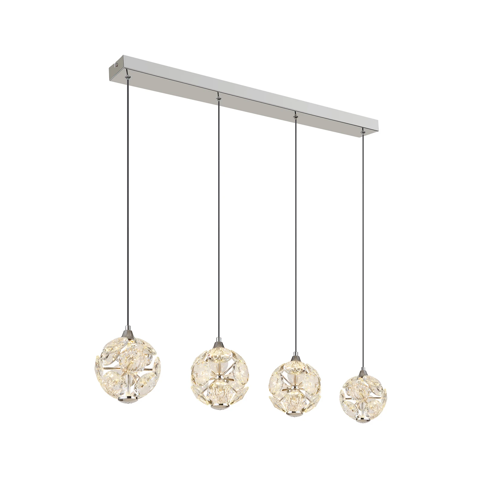 Lampa wisząca Virina LED, długość 93 cm, przezroczysta, kryształowa