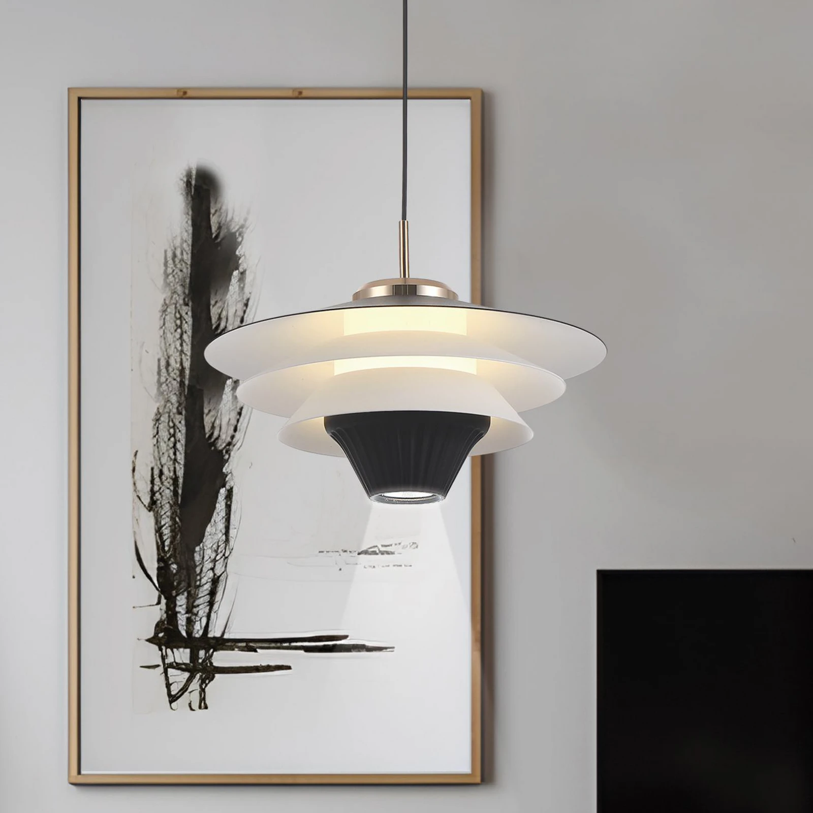 Lampa wisząca LED Manley, czarno-biała, Ø 22 cm, metal