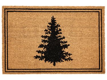 Wycieraczka MANAPAO Naturalny 60 x 90 cm Wzór świąteczny Włókno kokosowe