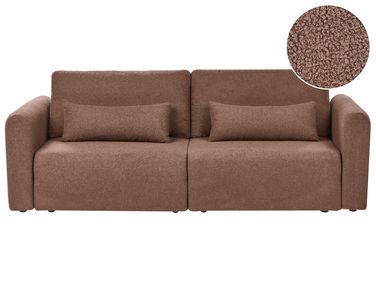 Sofa rozkładana dla 3 osób VAXHOLM Boucle Brązowy ze schowkiem