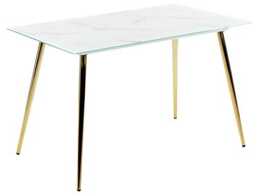 Stół do jadalni MULGA Marmur/ złoty 120 cm 70 cm Szkło hartowane
