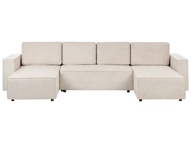 Sofa rozkładana w kształcie U dla 4 osób VATNE Jasnobeżowy ze schowkiem