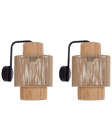 Zestaw 2 lamp ściennych JAMMA Naturalny Papierowa plecionka