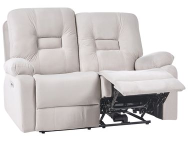 Sofa z elektryczną funkcją relaksu dla 2 osób BERGEN Welur Jasnobeżowy Z portem USB