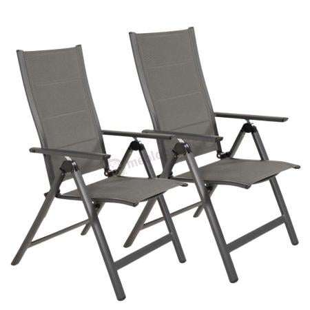 Składane krzesła ogrodowe - aluminium - Daven - Antracite - 2szt