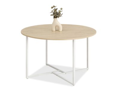 OKRĄGŁY STÓŁ DO POKOJU DZIENNEGO 120 CM SONOMA BIRK PODSTAWA BIAŁY