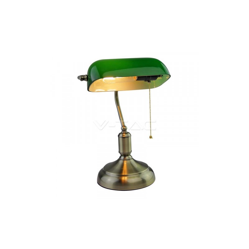 Lampa Bankierska V-Tac E27 Stare Złoto Zielony Klosz Vt-7151