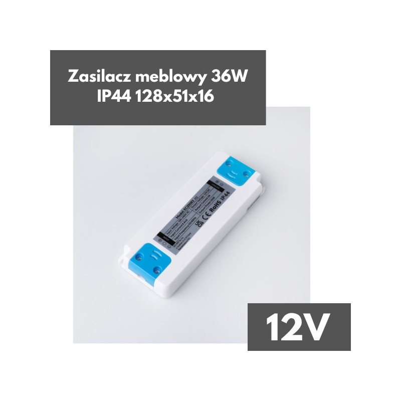Zasilacz Meblowy 36W 12V Ip44 128X51X16