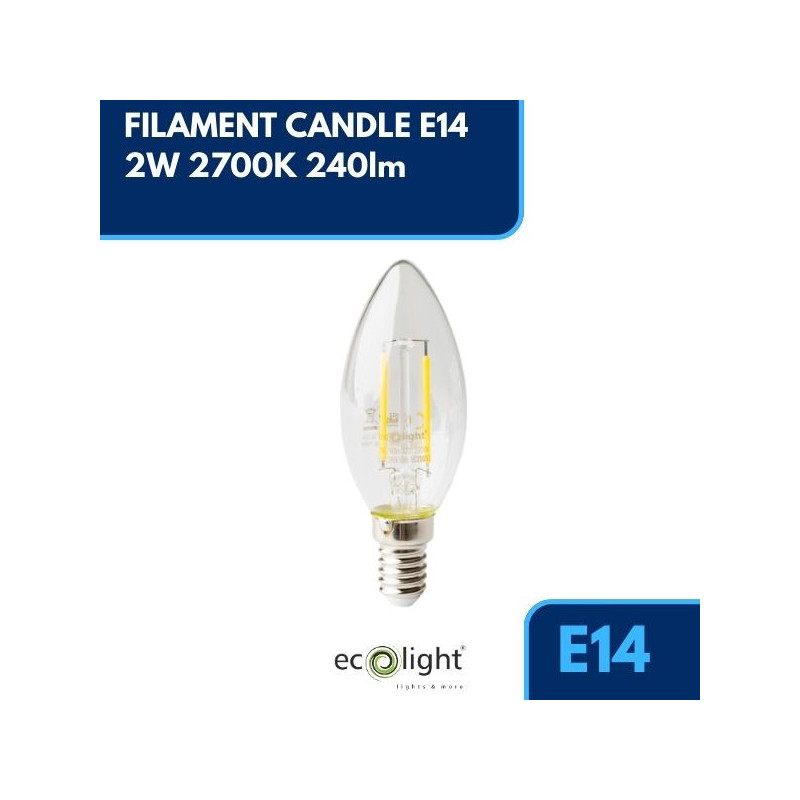 Filament Candle E14 2W 2700K 240Lm