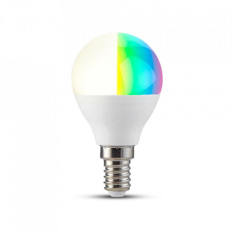 Żarówka Led Wifi V-Tac 4.8W E14 Kulka P45 Smart Amazon Alexa I Google Home Vt-5154 Rgb+2700K-6400K 450Lm