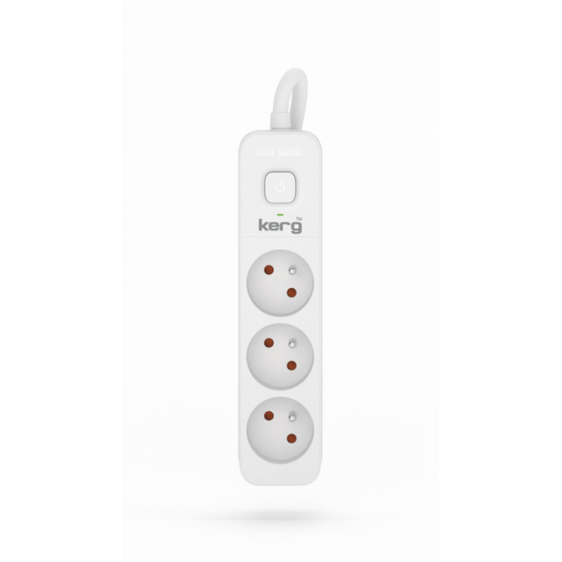 Przedłużacz Kerg Z Wyłącznikiem-3 Gniazda-Biało-Szary-3M-16A-H05Vv-F-3X1,5Mm2