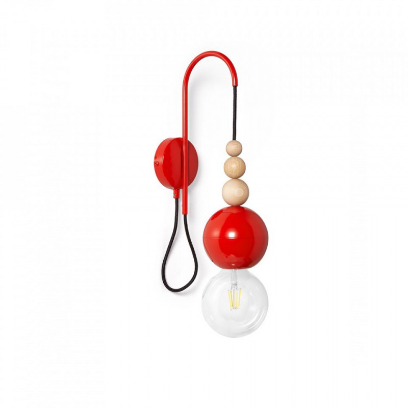 Lampa Ścienna Loft Bala Czerwony Kinkiet Kolorowe Kable