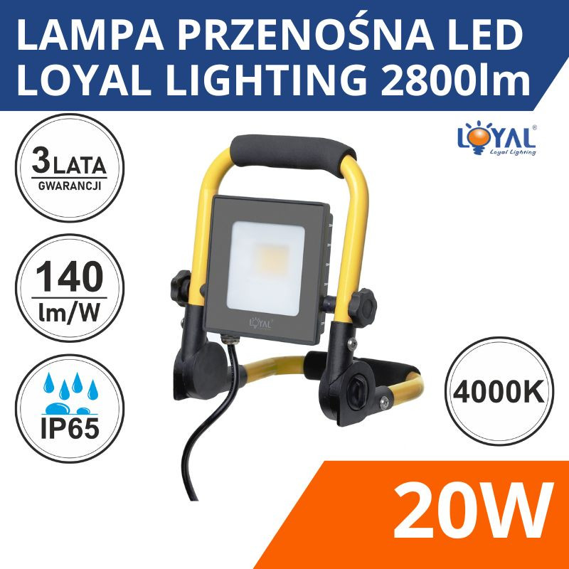 Lampa Przenośna Led Loyal Lighting 2800Lm Lumileds Ip65 4K Stojak/Przewvde/Wtyczka
