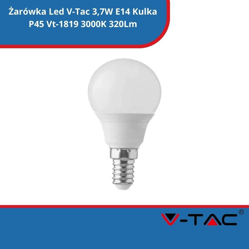Żarówka Led V-Tac 3,7W E14 Kulka P45 Vt-1819 3000K 320Lm