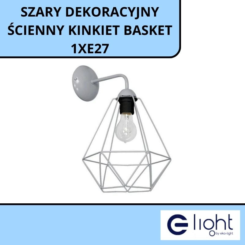 Szary Dekoracyjny Ścienny Kinkiet Basket 1Xe27