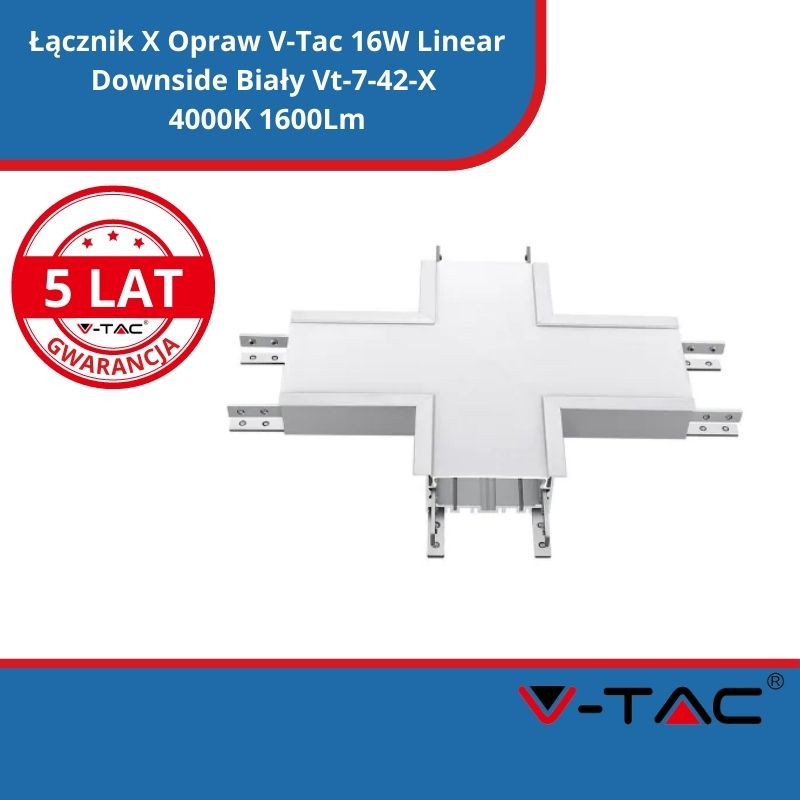 Łącznik X Opraw V-Tac 16W Linear Downside Biały Vt-7-42-X 4000K 1600Lm