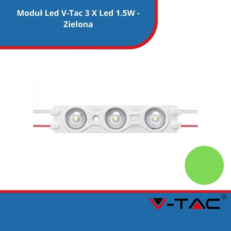 Moduł Led V-Tac 3 X Led 1.5W - Zielona