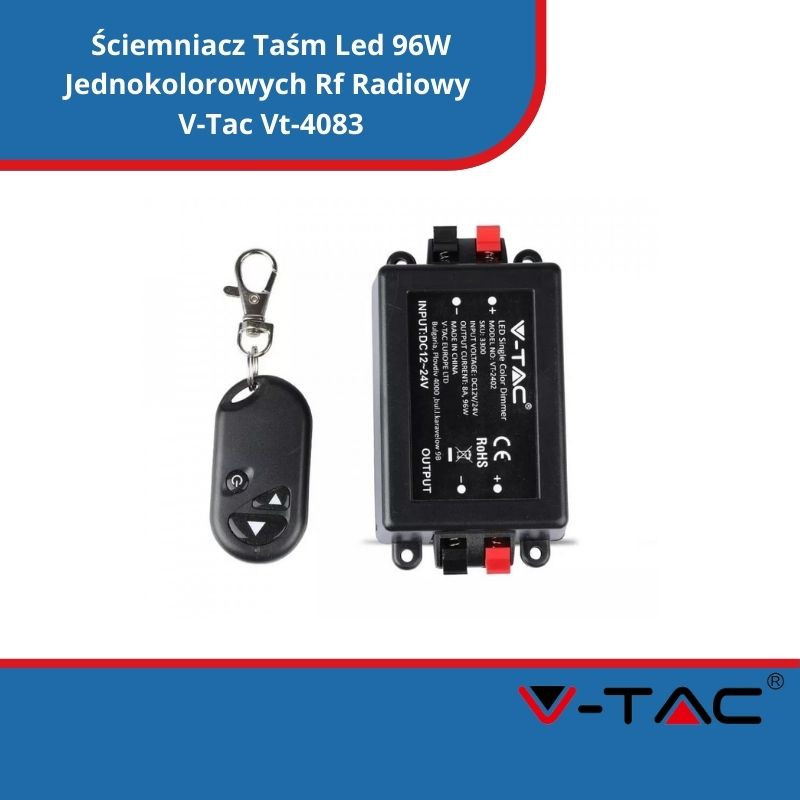 Ściemniacz Taśm Led 96W Jednokolorowych Rf Radiowy V-Tac Vt-4083