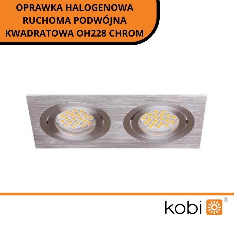 Oprawka Halogenowa Ruchoma Podwójna Kwadratowa Oh228 Chrom