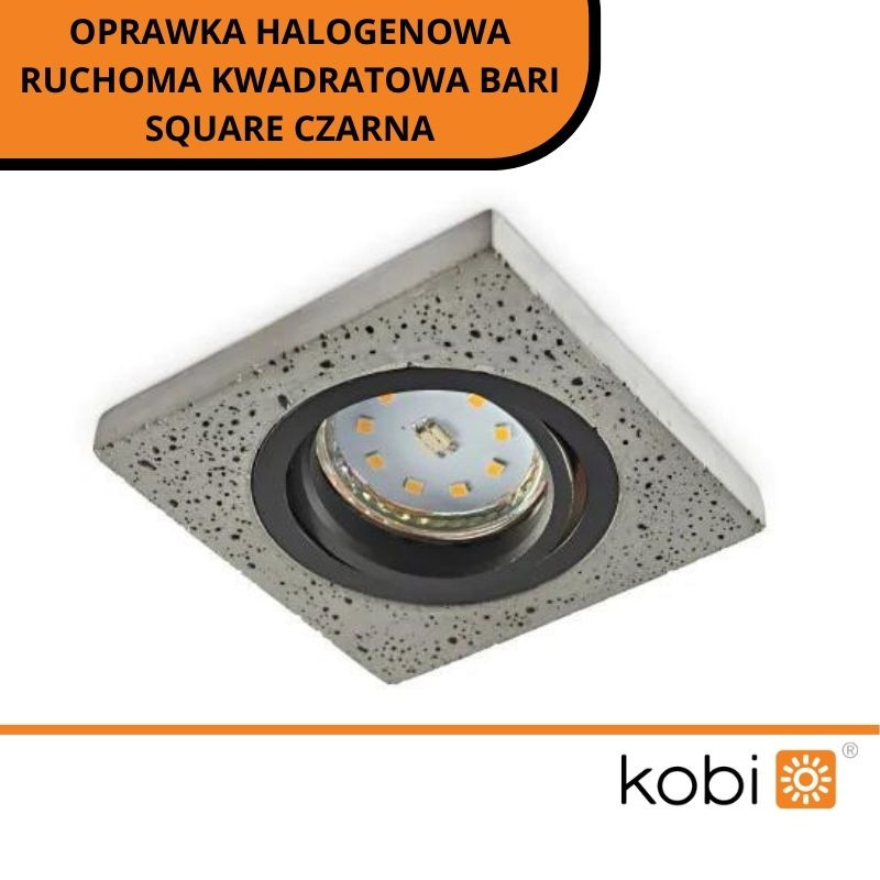 Oprawka Halogenowa Ruchoma Kwadratowa Bari Square Czarna