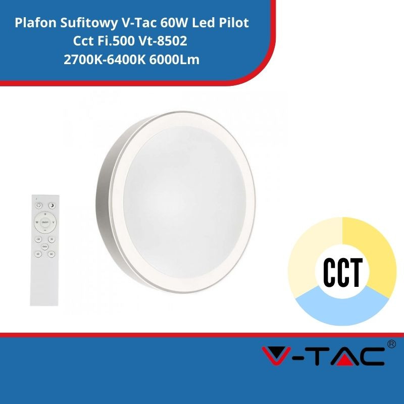 Plafon Sufitowy V-Tac 60W Led Pilot Cct Fi.500 Vt-8502 2700K-6400K 6000Lm