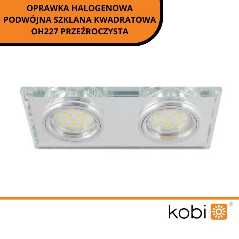 Oprawka Halogenowa Podwójna Szklana Kwadratowa Oh227 Przeźroczysta