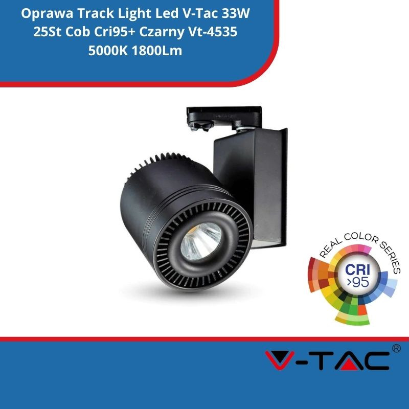 Oprawa Track Light Led V-Tac 33W 25St Cob Cri95+ Czarny Vt-4535 5000K 1800Lm