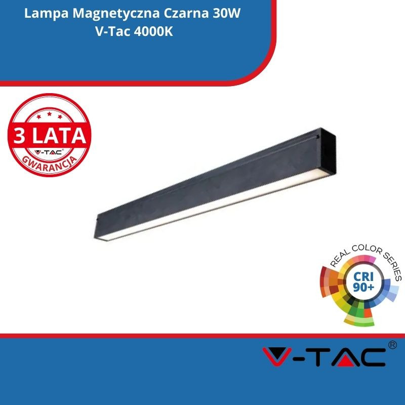Lampa Magnetyczna Czarna 30W V-Tac 4000K