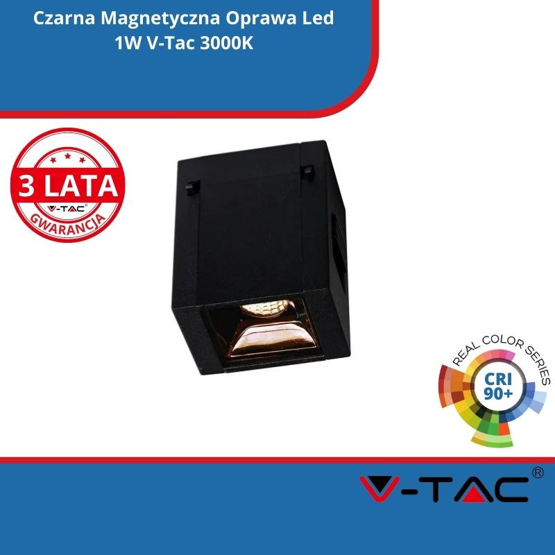 Czarna Magnetyczna Oprawa Led 1W V-Tac 3000K