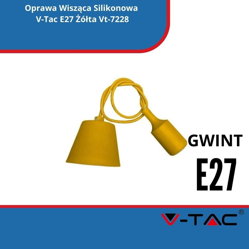 Oprawa Wisząca Silikonowa V-Tac E27 Żółta Vt-7228