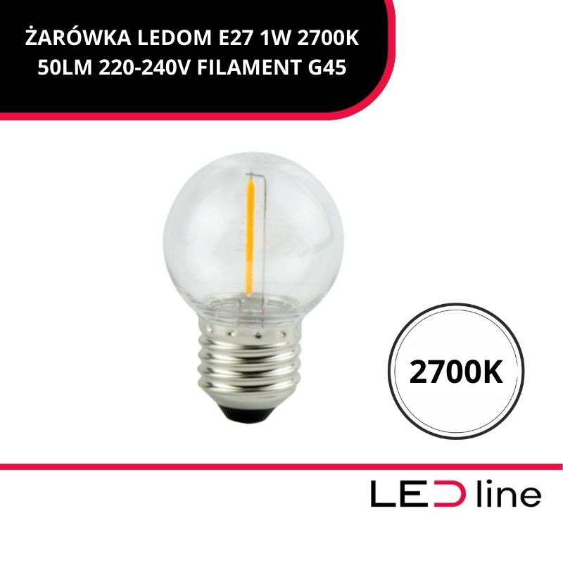 Led Line Lite Żarówka Led E27 1W 2700K 50Lm 220-240V Filament G45