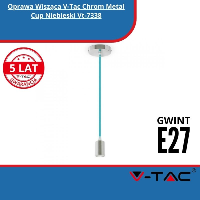 Oprawa Wisząca V-Tac Chrom Metal Cup Niebieski Vt-7338