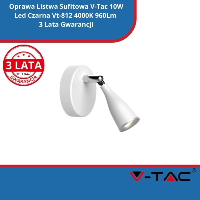 Kinkiet V-Tac 4.5W Led Biały Vt-805 4000K 420Lm 3 Lata Gwarancji