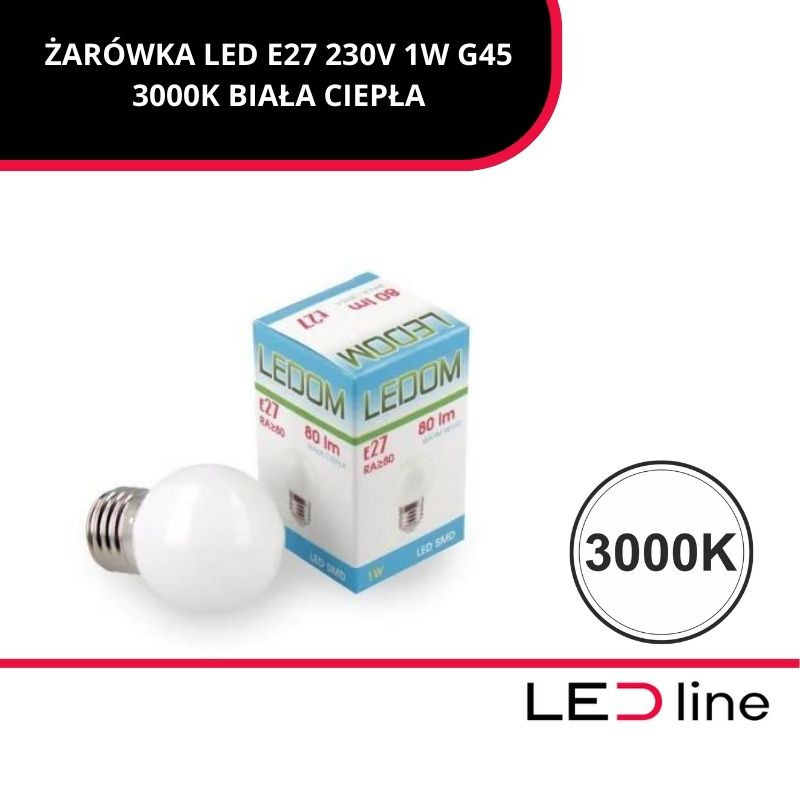 Ledom E27 1W 3000K 80Lm 230V G45