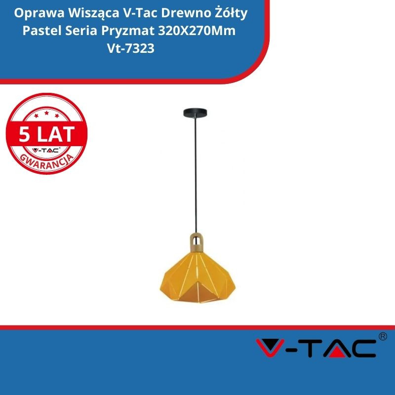 Oprawa Wisząca V-Tac Drewno Żółty Pastel Seria Pryzmat 320X270Mm Vt-7323