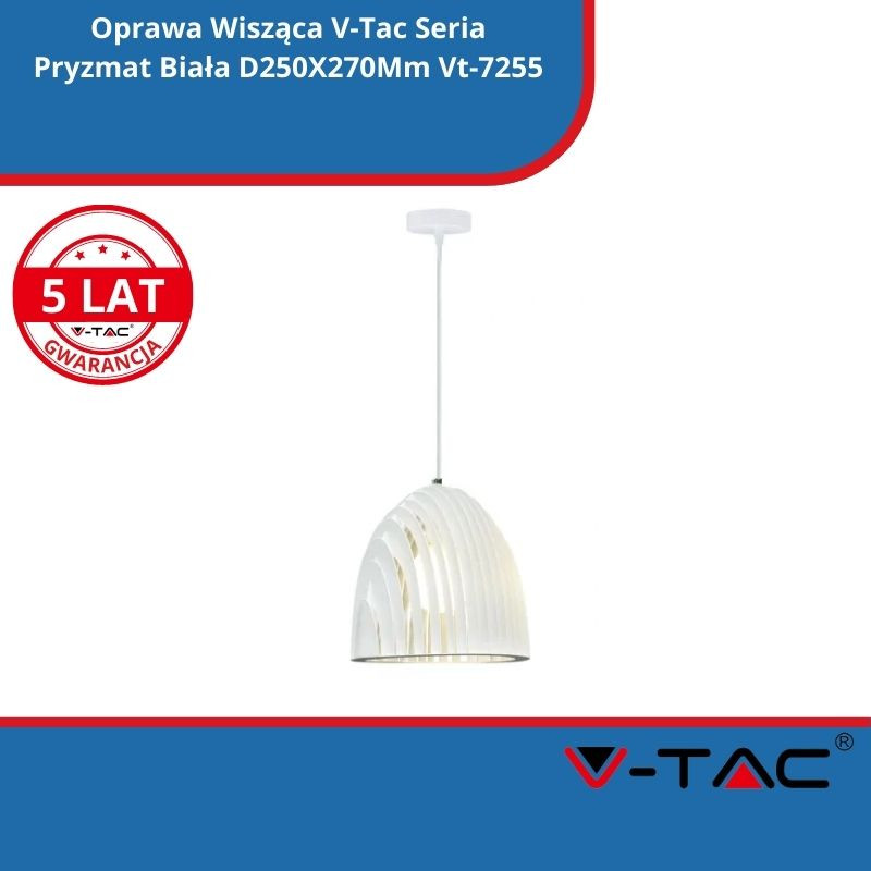 Oprawa Wisząca V-Tac Seria Pryzmat Biała D250X270Mm Vt-7255