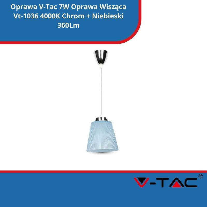 Oprawa V-Tac 7W Oprawa Wisząca Vt-1036 4000K Chrom + Niebieski 360Lm