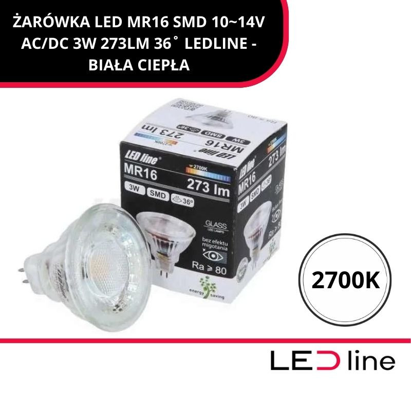 Led Line™ Mr16 3W 2700K 273Lm 10-14V Ac/Dc 36°