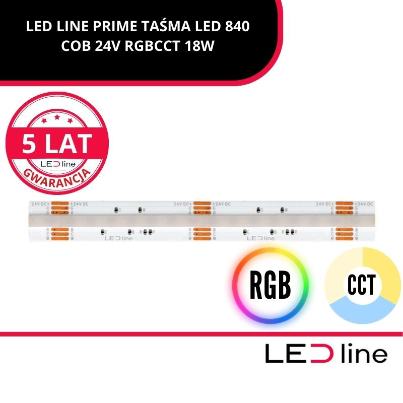 Led Line Prime Taśma Led 840 Cob 24V Rgbcct 18W