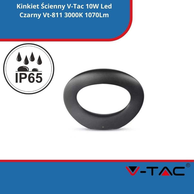 Kinkiet Ścienny V-Tac 10W Led Czarny Vt-811 3000K 1070Lm