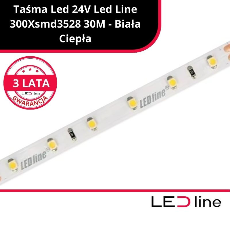 Led Line™ Taśma 300 Smd 24V 3000K 4,8W 30M