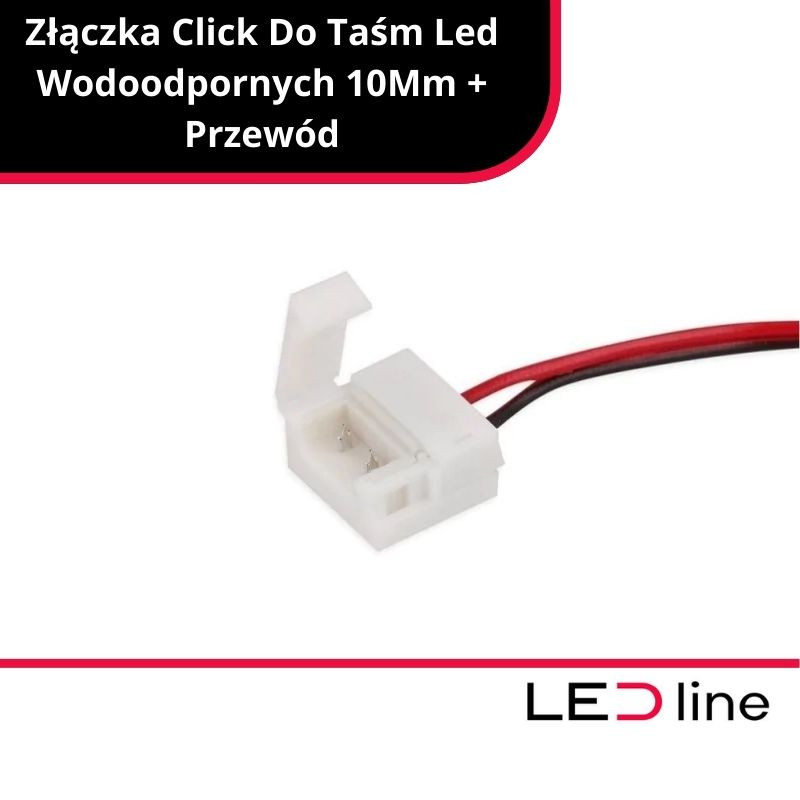 Led Line™ Złączka Do Taśm Led Wodoodpornych Click Connector Pojedyncze 10 Mm 2 Pin Z Przewodem