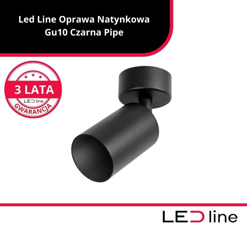 *Led Line™ Oprawa Natynkowa Gu10 Czarna Pipe