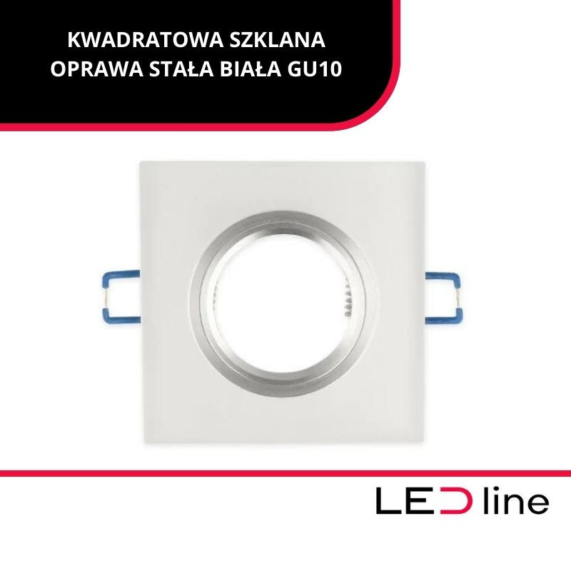 *Led Line™ Oprawa Szklana Kwadrat Biała 90X25X10Mm Mrożona Glikka