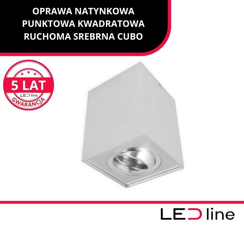 *Led Line™ Oprawa Natynkowa Punktowa Kwadrat Srebro Cubo
