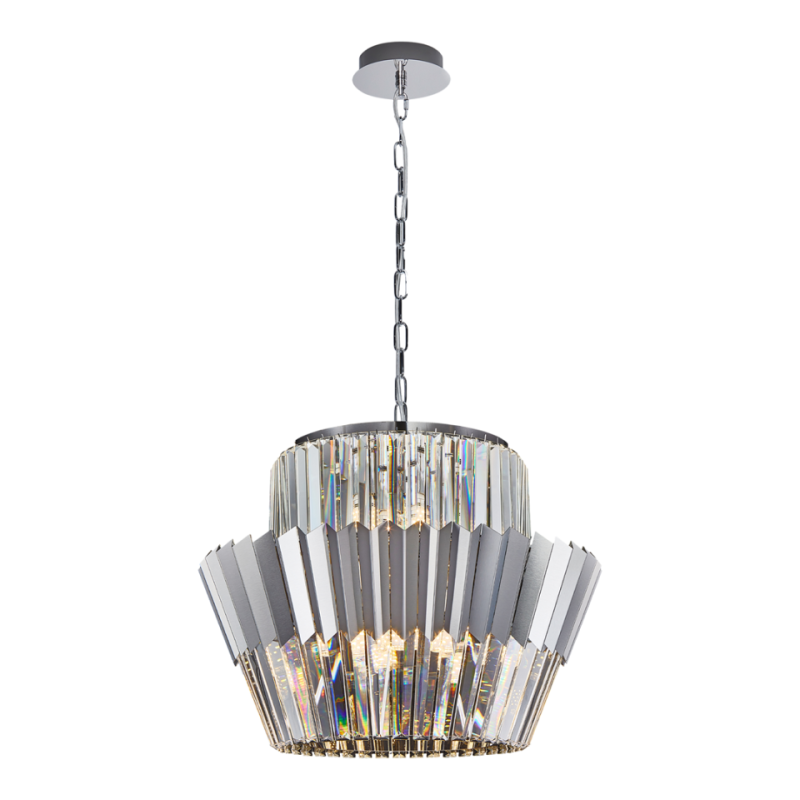 Żyrandol Z Kryształkami W Stylu Glamour Donna Chrome 12Xe14