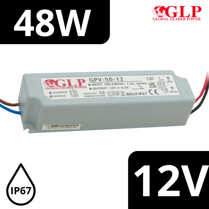 Zasilacz Led Glp Napięciowy 12V 48W 4A Ip67 Hermetyczny Ip67 GPV-50-12