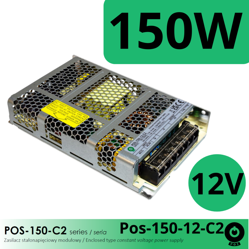 Zasilacz POS-150-12-C2 – Moc, Precyzja i Niezawodność w Kompaktowej Obudowie!