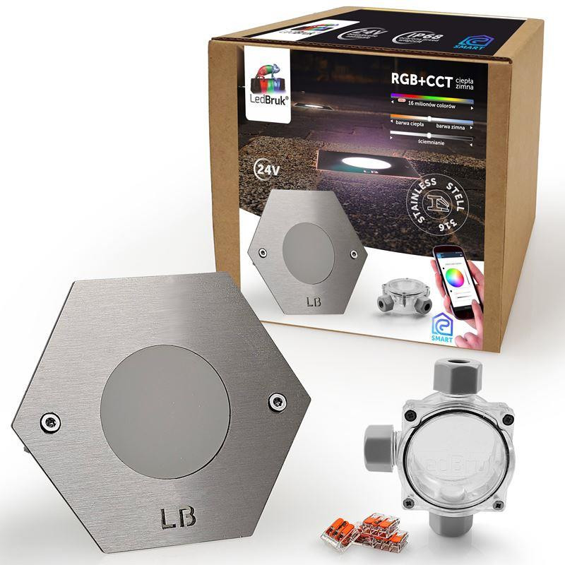 Oprawa Najazdowa Ledbruk Stal Heksagon 24V Rgb+Cct