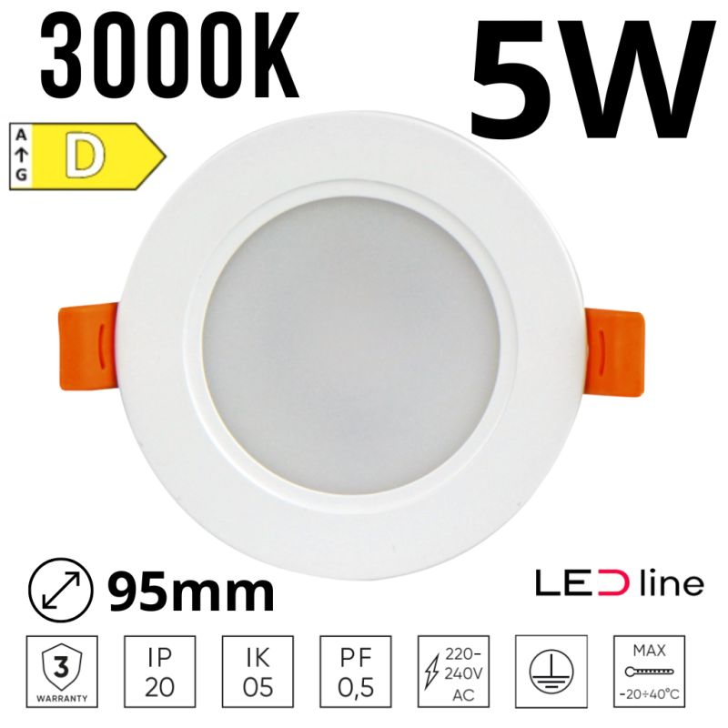 Led Line Lite Downlight Molly 5W 450Lm 3000K Okrągły